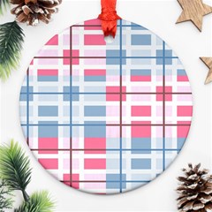 Fabric Textile Plaid Round Ornament (two Sides)