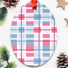 Fabric Textile Plaid Oval Ornament (two Sides)