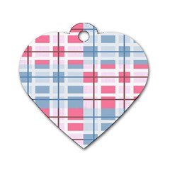 Fabric Textile Plaid Dog Tag Heart (one Side) by HermanTelo