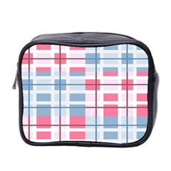 Fabric Textile Plaid Mini Toiletries Bag (two Sides)