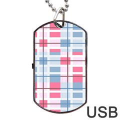 Fabric Textile Plaid Dog Tag Usb Flash (one Side)