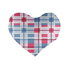 Fabric Textile Plaid Standard 16  Premium Heart Shape Cushions