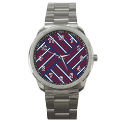 Geometric Background Stripes Sport Metal Watch