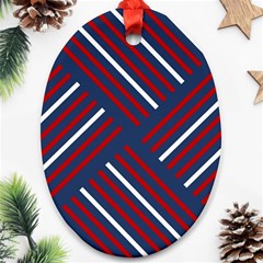 Geometric Background Stripes Oval Ornament (two Sides)