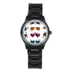 Eyeglasses Stainless Steel Round Watch