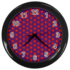 Blue Pattern Texture Wall Clock (black) by HermanTelo