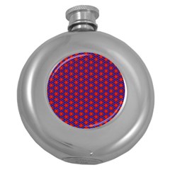 Blue Pattern Texture Round Hip Flask (5 Oz)