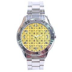 Background Yellow Stainless Steel Analogue Watch