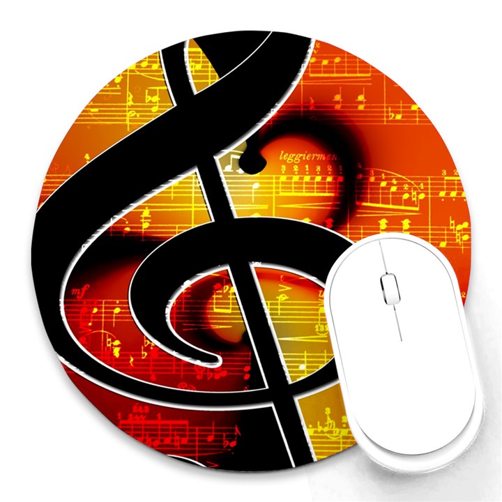 Clef Music Lines Notenblatt Round Mousepads