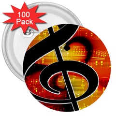 Clef Music Lines Notenblatt 3  Buttons (100 Pack)  by HermanTelo