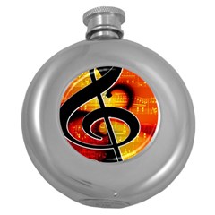 Clef Music Lines Notenblatt Round Hip Flask (5 Oz) by HermanTelo