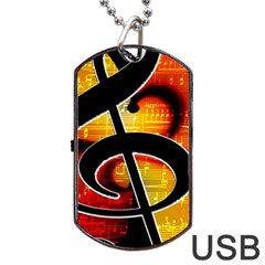 Clef Music Lines Notenblatt Dog Tag Usb Flash (one Side) by HermanTelo