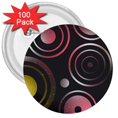 Circles Yellow Space 3  Buttons (100 Pack)  by HermanTelo