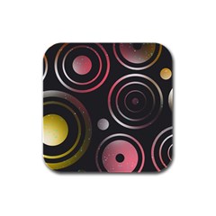 Circles Yellow Space Rubber Square Coaster (4 Pack)  by HermanTelo