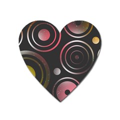 Circles Yellow Space Heart Magnet