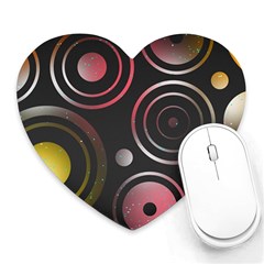 Circles Yellow Space Heart Mousepads