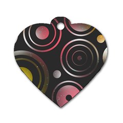 Circles Yellow Space Dog Tag Heart (two Sides)