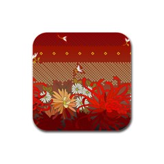 Abstract Flower Rubber Square Coaster (4 Pack)  by HermanTelo