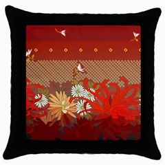 Abstract Flower Throw Pillow Case (black) by HermanTelo