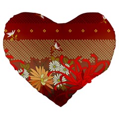 Abstract Flower Large 19  Premium Heart Shape Cushions