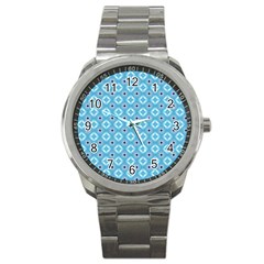 Blue Pattern Sport Metal Watch