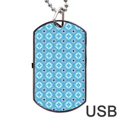 Blue Pattern Dog Tag Usb Flash (one Side)