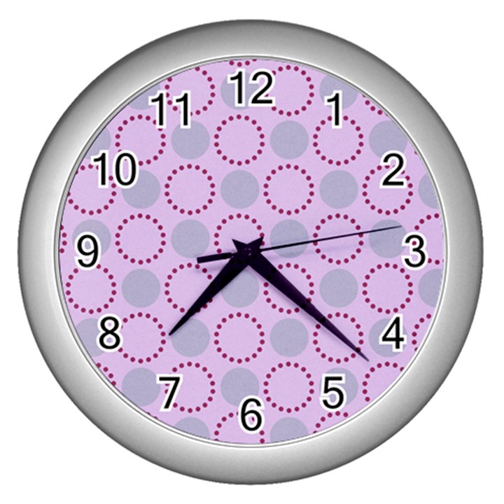 Circumference Point Pink Wall Clock (Silver)