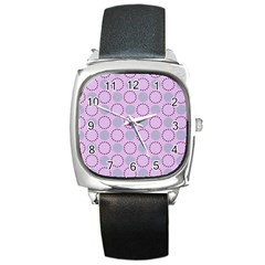 Circumference Point Pink Square Metal Watch by HermanTelo