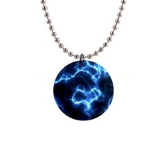 Electricity Blue Brightness 1  Button Necklace by HermanTelo