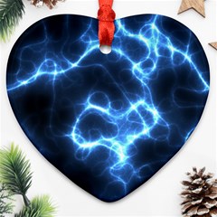 Electricity Blue Brightness Heart Ornament (two Sides)