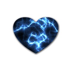 Electricity Blue Brightness Rubber Coaster (heart)  by HermanTelo