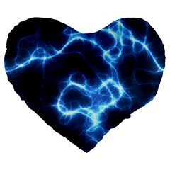 Electricity Blue Brightness Large 19  Premium Heart Shape Cushions