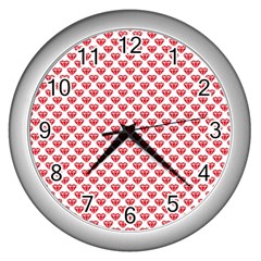 Red Diamond Wall Clock (silver) by HermanTelo