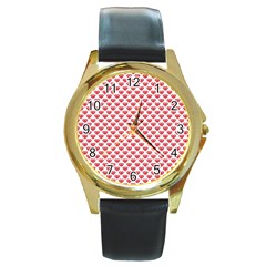 Red Diamond Round Gold Metal Watch by HermanTelo