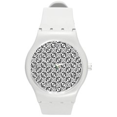 Ornamental Checkerboard Round Plastic Sport Watch (m)