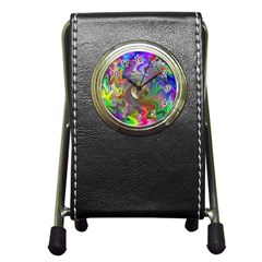 Rainbow Plasma Neon Pen Holder Desk Clock by HermanTelo