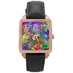 Rainbow Plasma Neon Rose Gold Leather Watch  Front