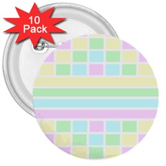 Geometric Pastel 3  Buttons (10 Pack)  by Bajindul