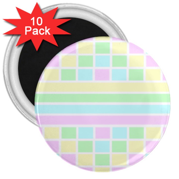 Geometric Pastel 3  Magnets (10 pack) 