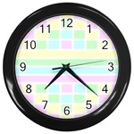 Geometric Pastel Wall Clock (Black) Front