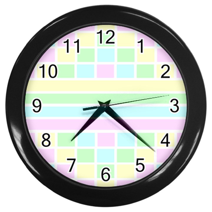 Geometric Pastel Wall Clock (Black)