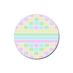 Geometric Pastel Rubber Coaster (round)  by Bajindul