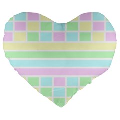 Geometric Pastel Large 19  Premium Heart Shape Cushions by Bajindul