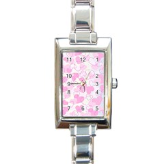 Valentine Background Hearts Rectangle Italian Charm Watch by Bajindul