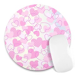 Valentine Background Hearts Round Mousepads by Bajindul