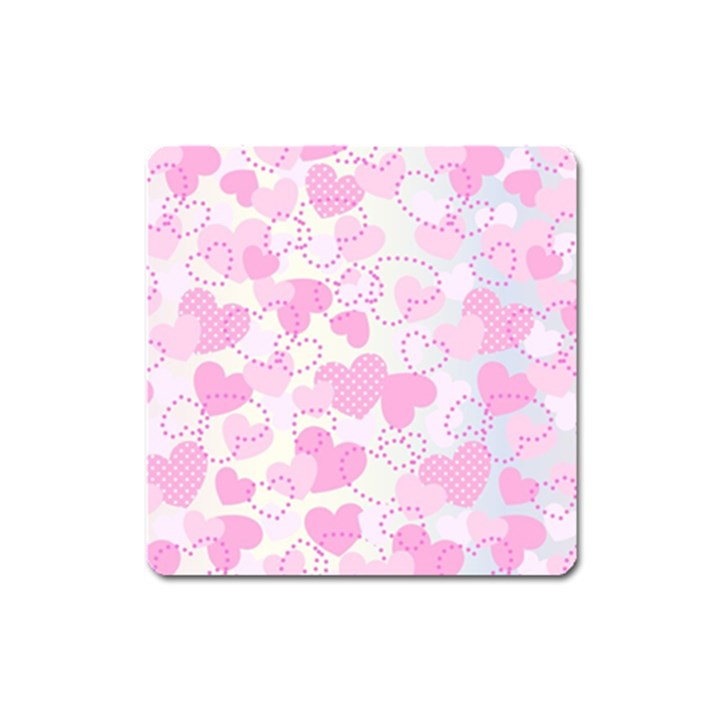 Valentine Background Hearts Square Magnet