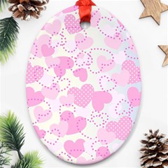 Valentine Background Hearts Oval Ornament (two Sides) by Bajindul