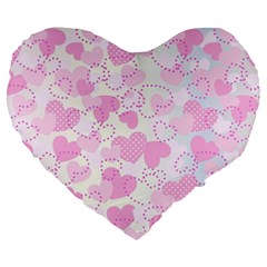 Valentine Background Hearts Large 19  Premium Flano Heart Shape Cushions by Bajindul