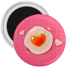 Omelette Heart Pink Valentine 3  Magnets by Bajindul