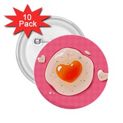 Omelette Heart Pink Valentine 2 25  Buttons (10 Pack)  by Bajindul